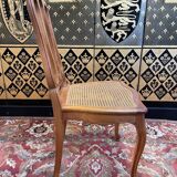 Suite de 8 chaises en cannage de style Louis XV