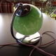 Art deco bedside lamp, chrome metal and speckled green glass globe