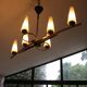 Mid-Century 6-Light Chandelier - Opaline and Brass