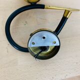 Pair of Arlus 50s opaline black and golden brass wall lamps