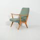 Fauteuil en hêtre scandinave avec revêtement en laine verte, années 1950-60.