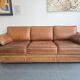 Roche Bobois vintage lounge from the 80s – cognac buffalo leather – 2 sofas + pouf
