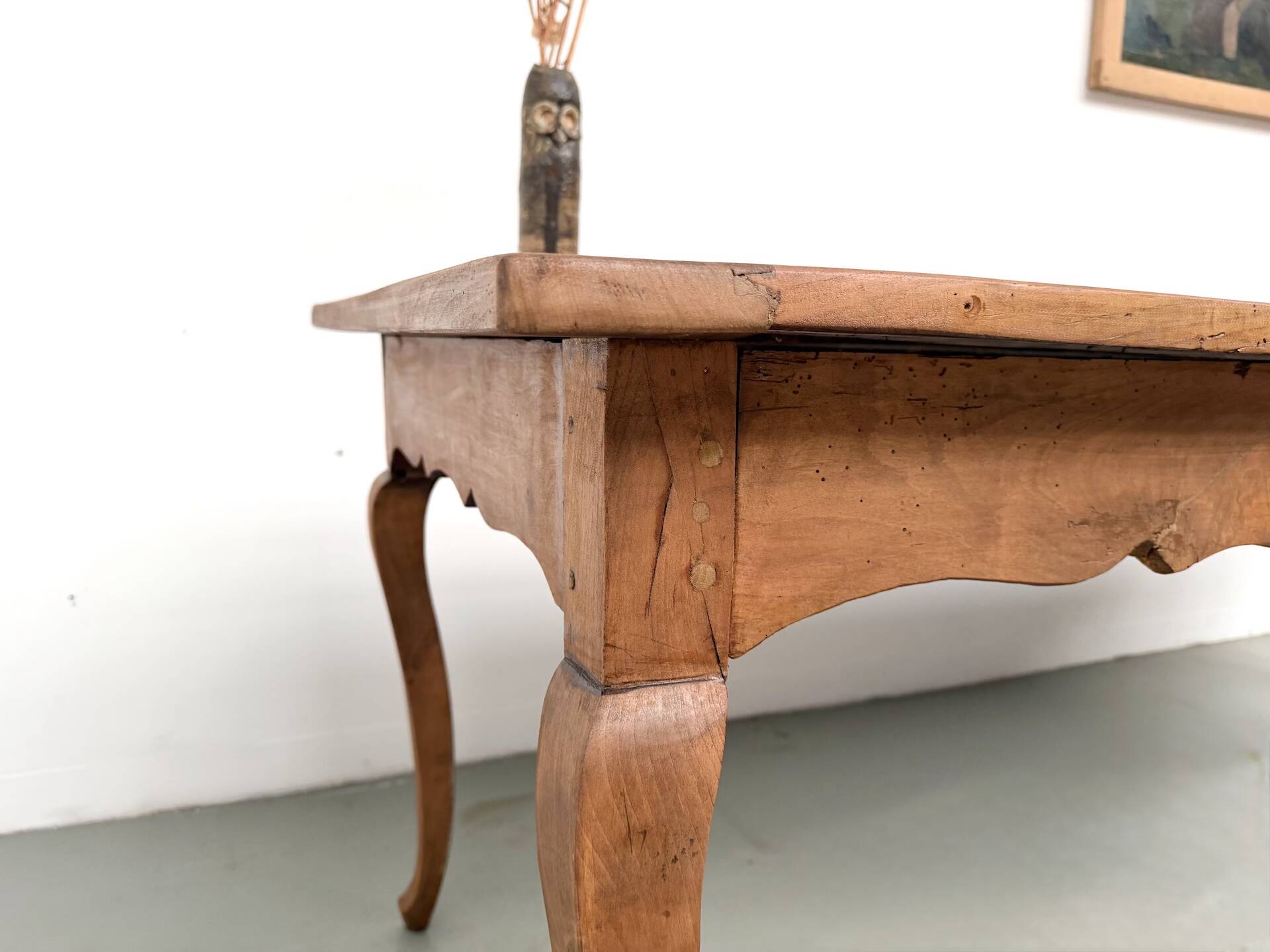 Grande table de ferme en merisier massif des années 1900