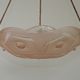 French Art Deco Stamped 1053 Pink Glass Plafonnier Hanging Light Pink Ropes
