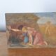 Painting on wood "Cupid and a couple at the fountain".