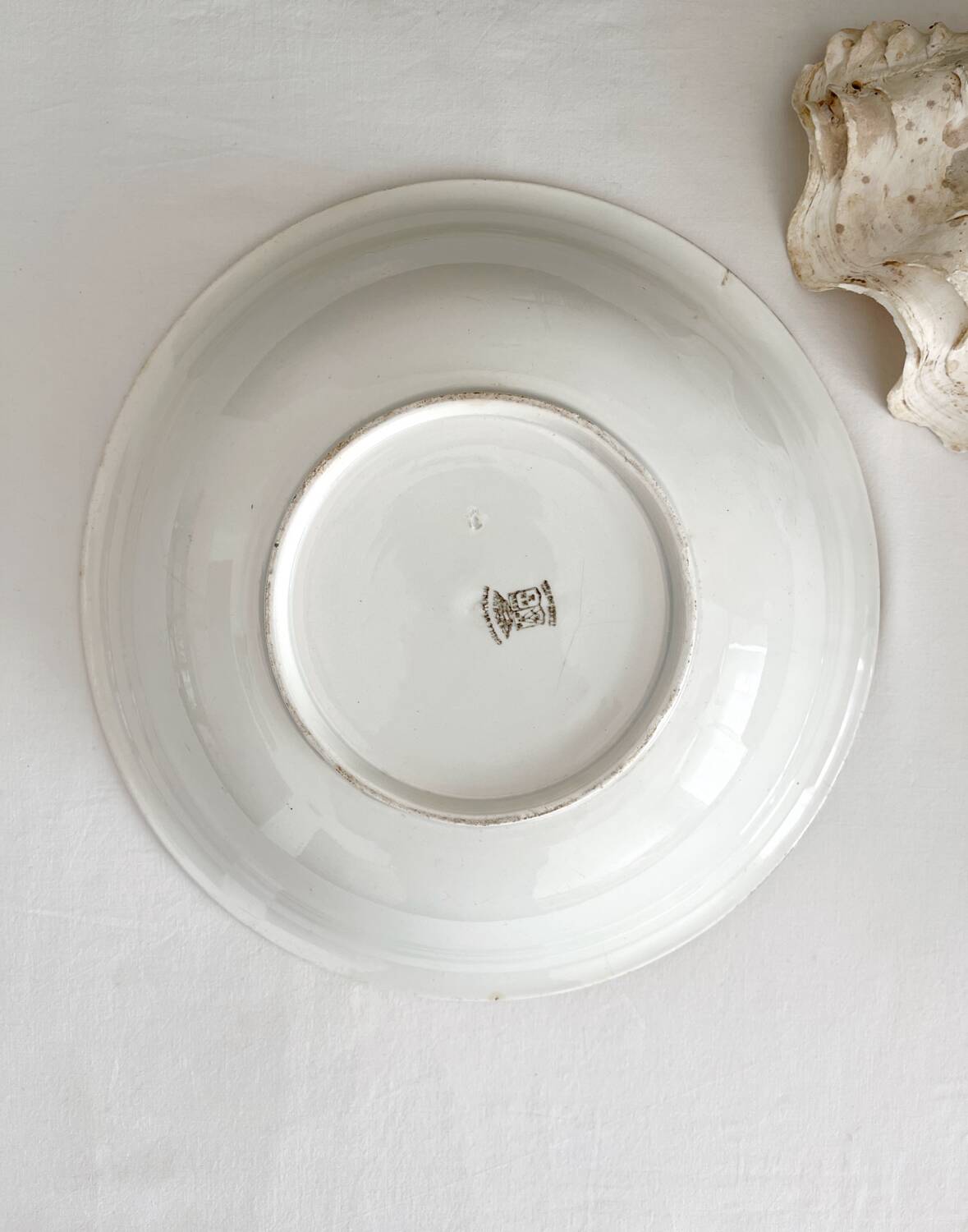 Antique ironstone salad bowl from Creil and Montereau