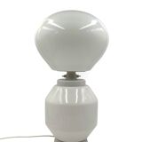Lampe de table en verre blanc Space Age, Faver Italie années 1970