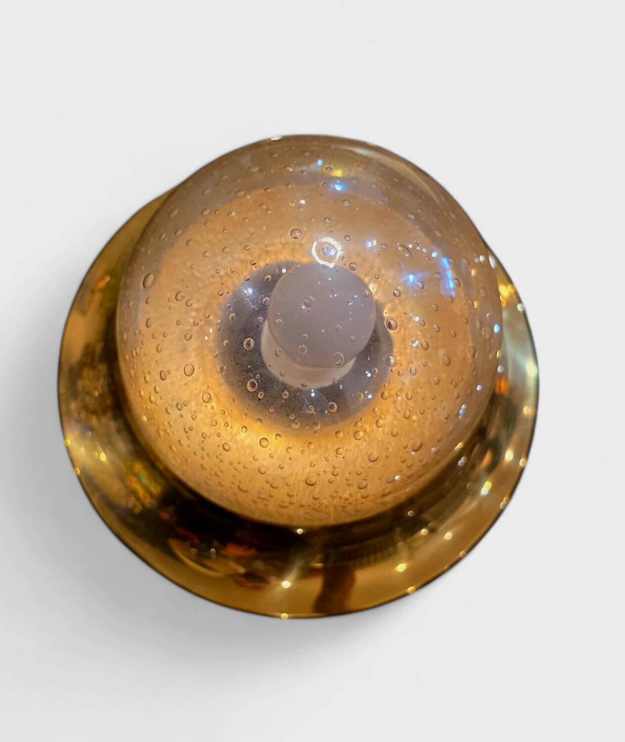 Vintage Austrian wall light in amber bubble glass