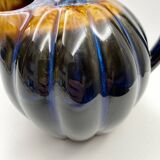 Pitcher Vintage jug in brown and blue ceramic in the shape of a melon