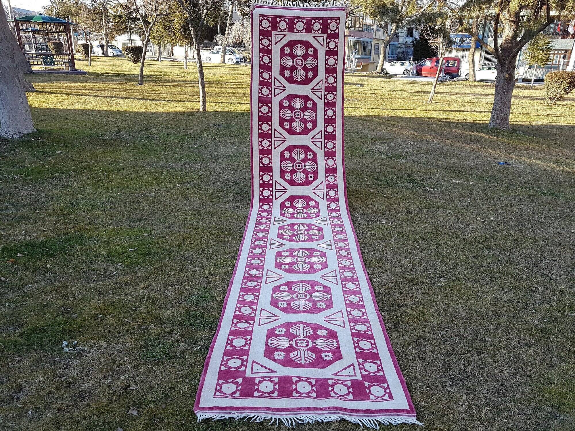 Vintage Turkish hallway rug 100x493 cm