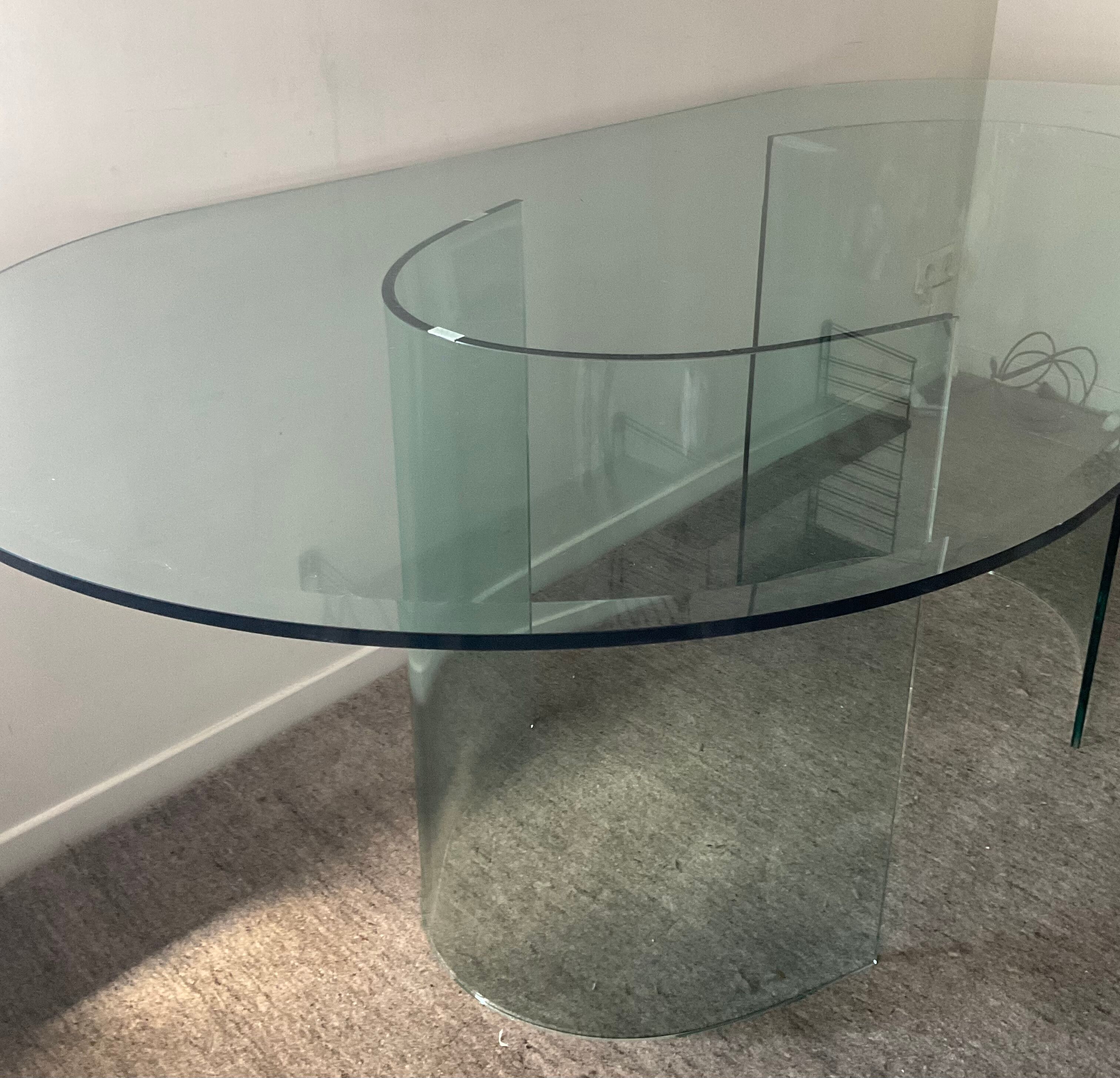 Vintage Sica Italy dining table in tempered glass