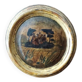Peinture ancienne sur bois, technique Arte Povera, Venise, XVIIIe siècle