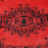 Tapis vintage fait main Ersari en laine rouge vif (122cm x 179cm)