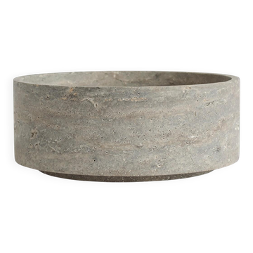 Silver travertine cylinder bowl