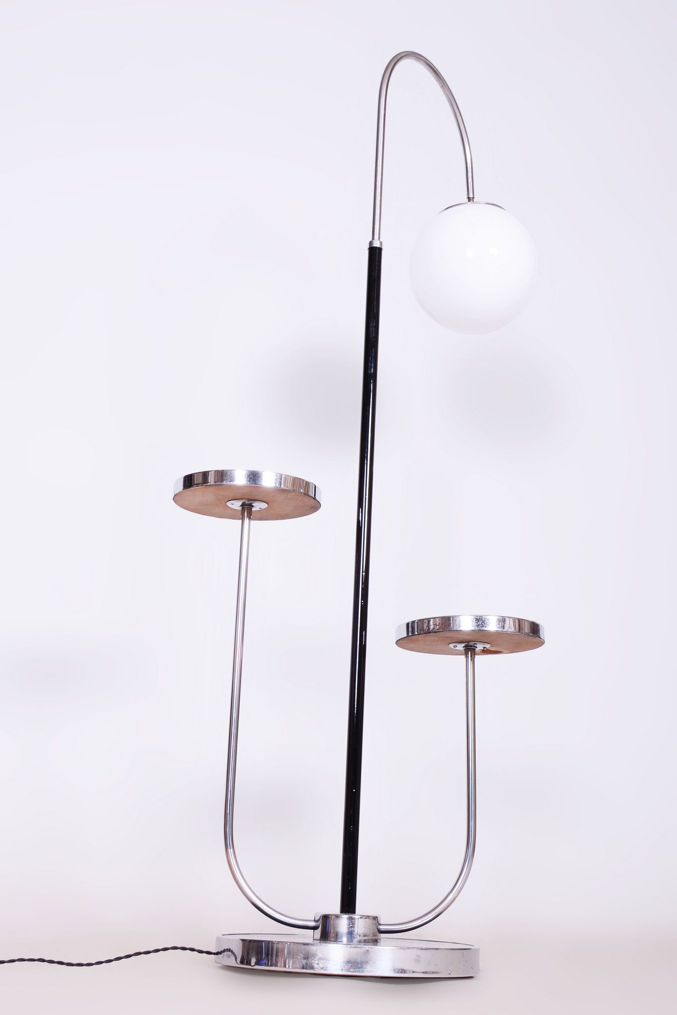 Restored Bauhaus Floor Lamp, J. Halabala, UP Zavody, Chrome, Czechia, 1930s