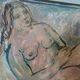 Mixed media painting on bare cardboard by Bruno Saetti