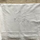 Antique thick cotton sheet with AB monogram