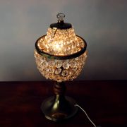 Brass & Crystal Table Lamp, Czechoslovakia 1970s