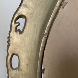 Miroir ovale résine dorée kitsch des années 70