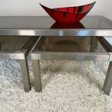 70s design brushed steel coffee table and nesting tables