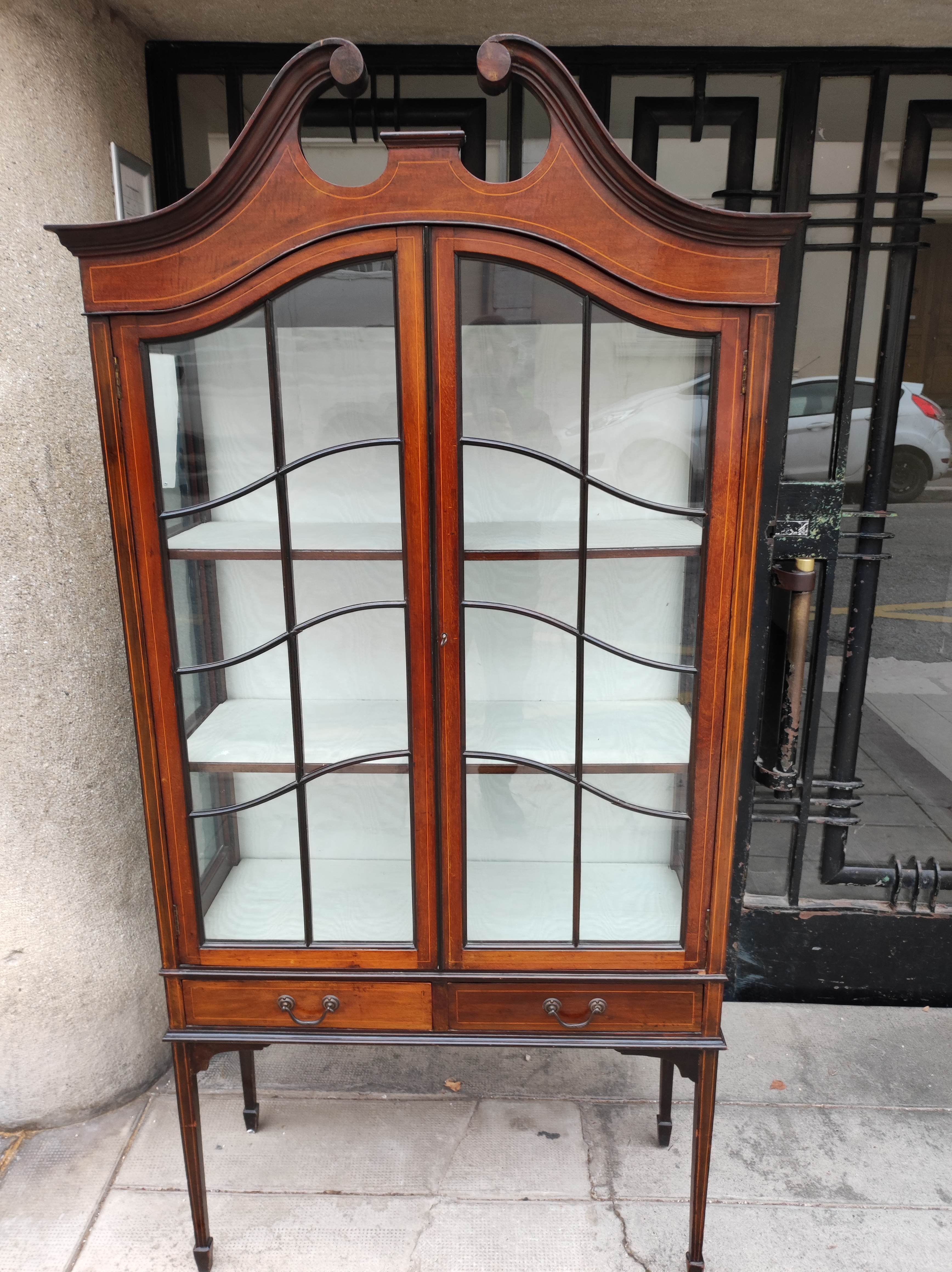 English art nouveau showcase. mahogany