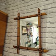 Vintage bamboo turned wooden mirror Belle Époque