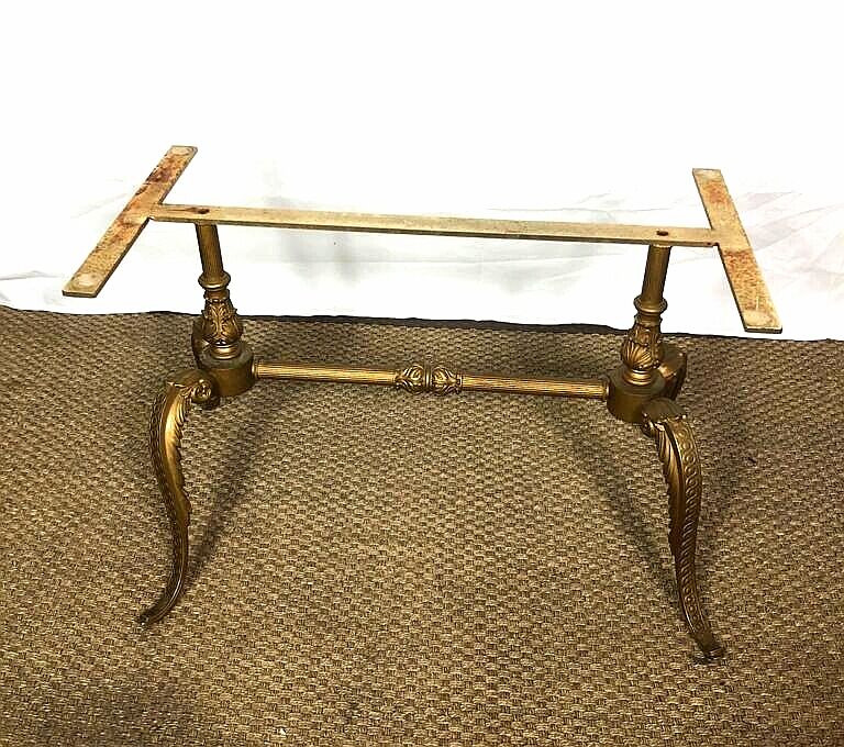 Classic brass-style coffee table and marble tray