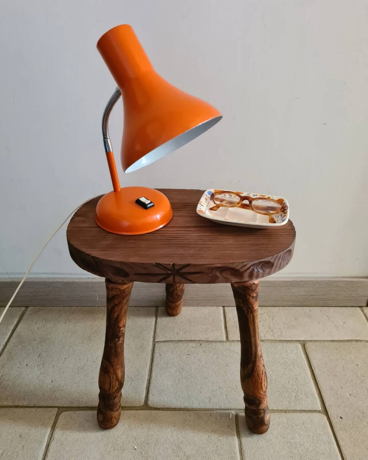 Orange desk or bedside lamp from the 50s