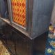 Vintage painted wooden bookshelf