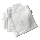 6 White damask linen napkins Monogram RD Embroidery and openwork