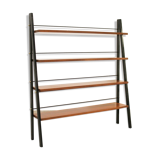 Scandinavian ladder shelves in teak and iron, Italy 50s