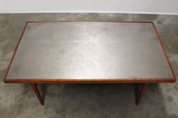 Large metal carved coffee table by Heinz Lilienthal