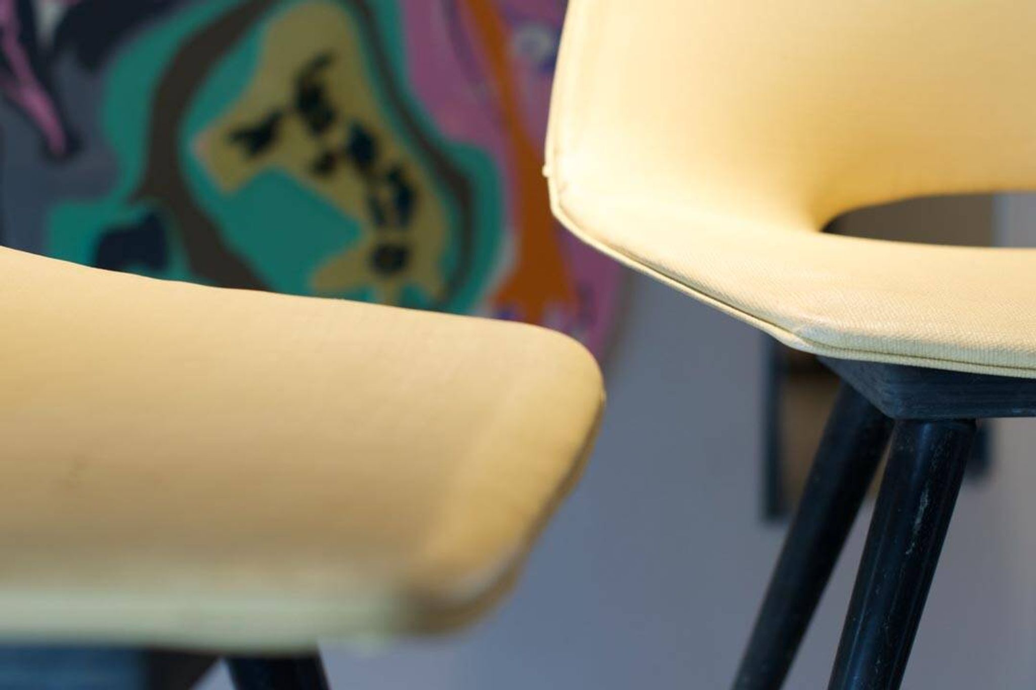 Pair of yellow “Tonneau” chairs Pierre Guariche edition Thonet 1950