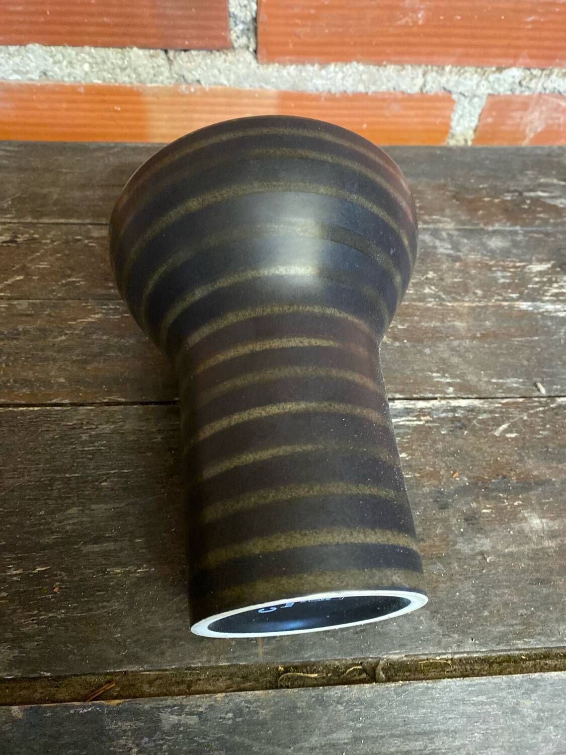 Vase CUBA Aza Selection Made In Germany Black Brown Ceramic Vintage