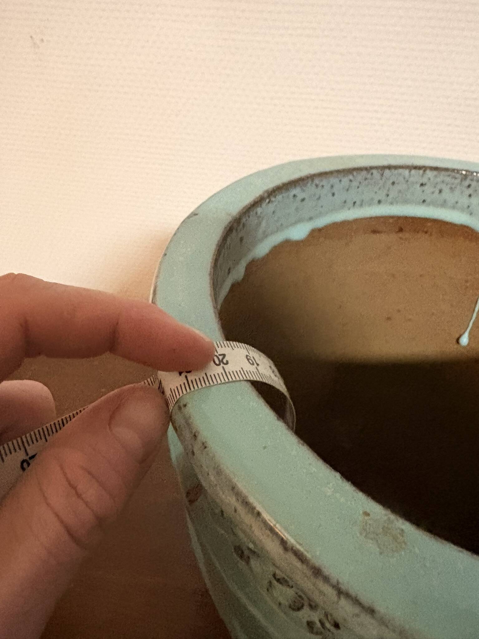 Old Flower Pot Ceramic Terracotta Glazed Varnished Blue Planter