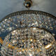 Brass chandelier and crystal tassel waterfall