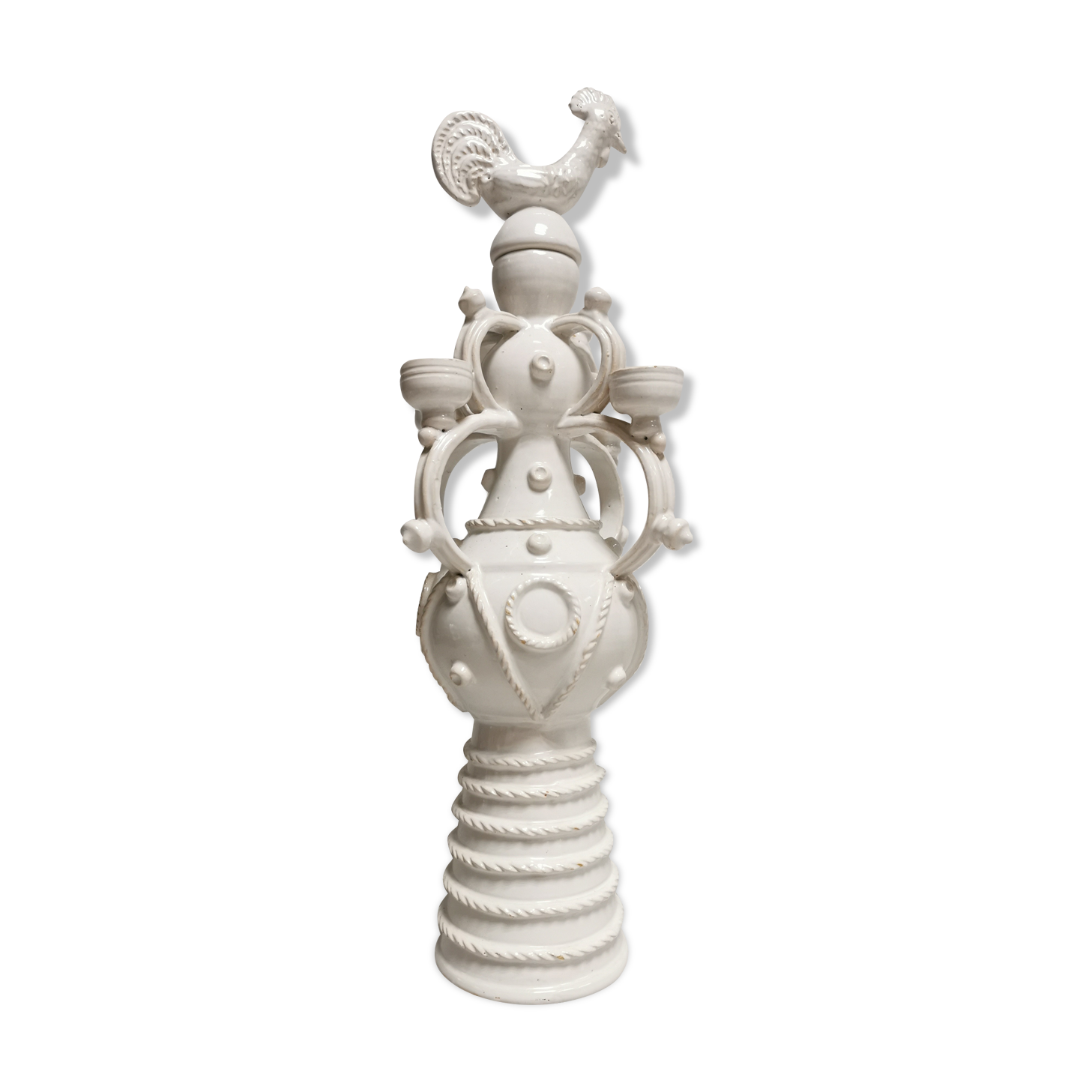 Vase gargoulette candle holder Emile Tessier Malicorne rooster