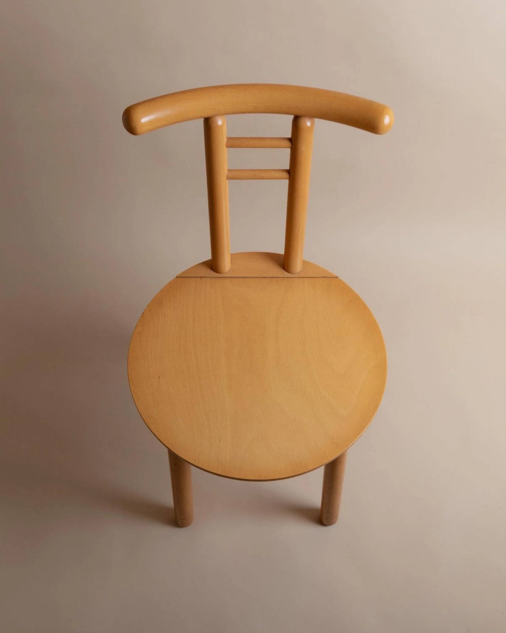 Light Wood Vintage Chair - 1980s Italian Minimalist, Japanese-Inspired, Solid Wood, Batch of 2