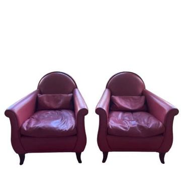 Pair of Lyra armchairs – Renzo Frau for Poltrona Frau – burgundy leather