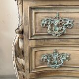 Patinated baroque crossbow chest of drawers