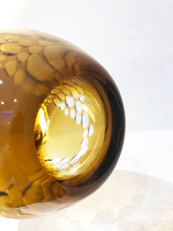 Vintage ochre crystal vase, 1970s