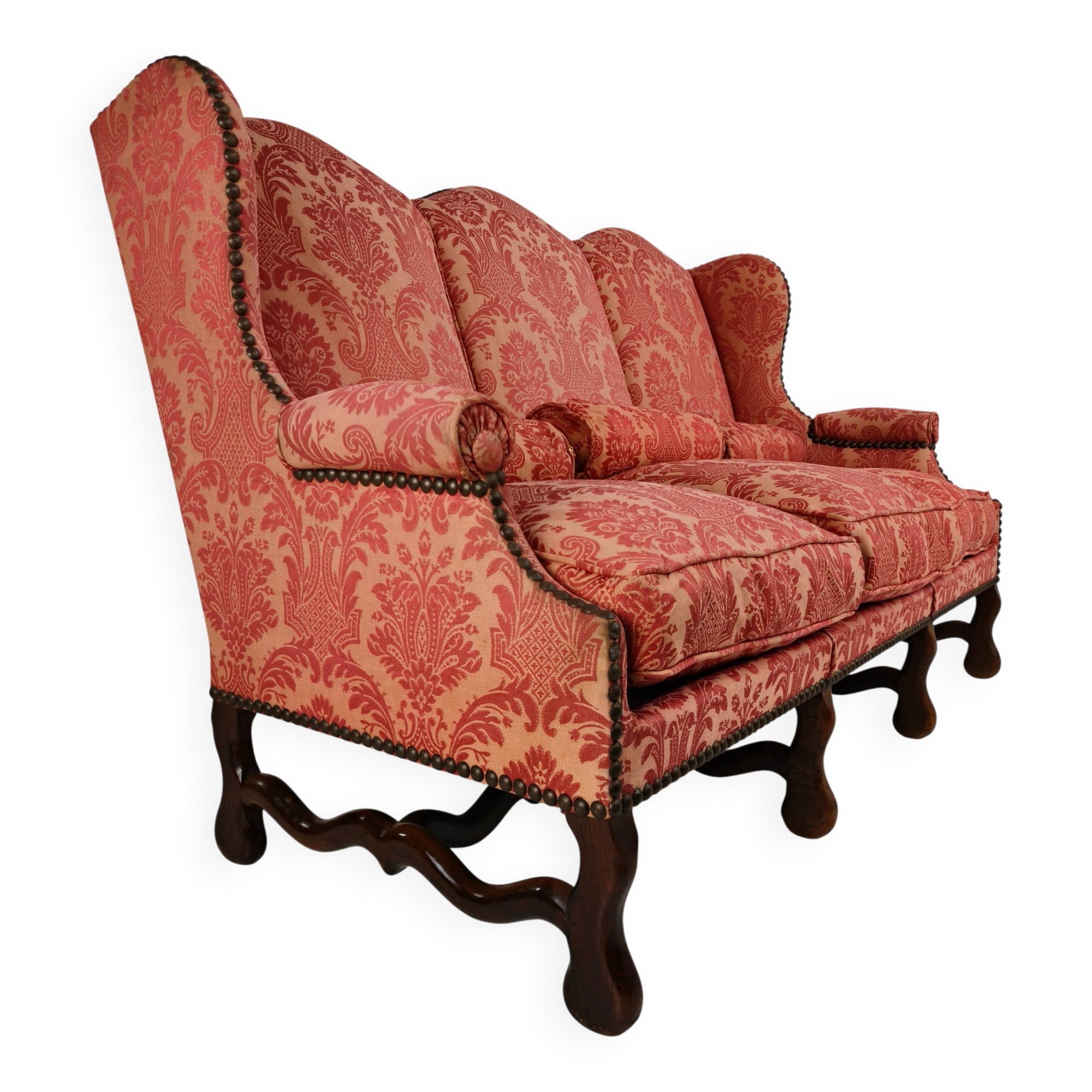 Canapé Os de Mouton en tapisserie – style maison de campagne française ancienne, XVIIIe