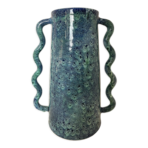 vase en céramique bleu - abstrait