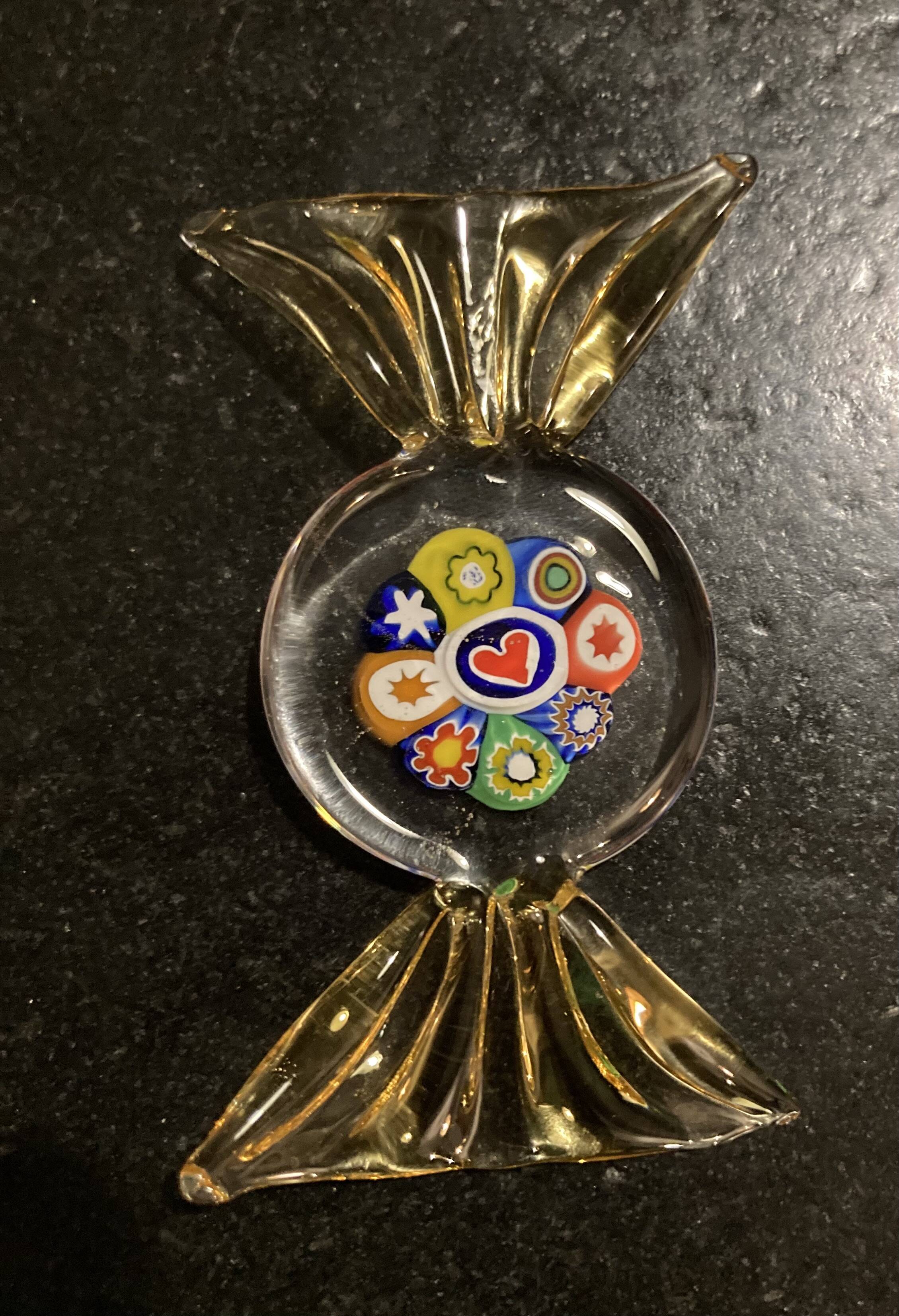 Set of Murano glass candy shaped knife holders