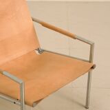 Pair of "SZ02" armchairs in natural beige leather by Martin Visser for Spectru