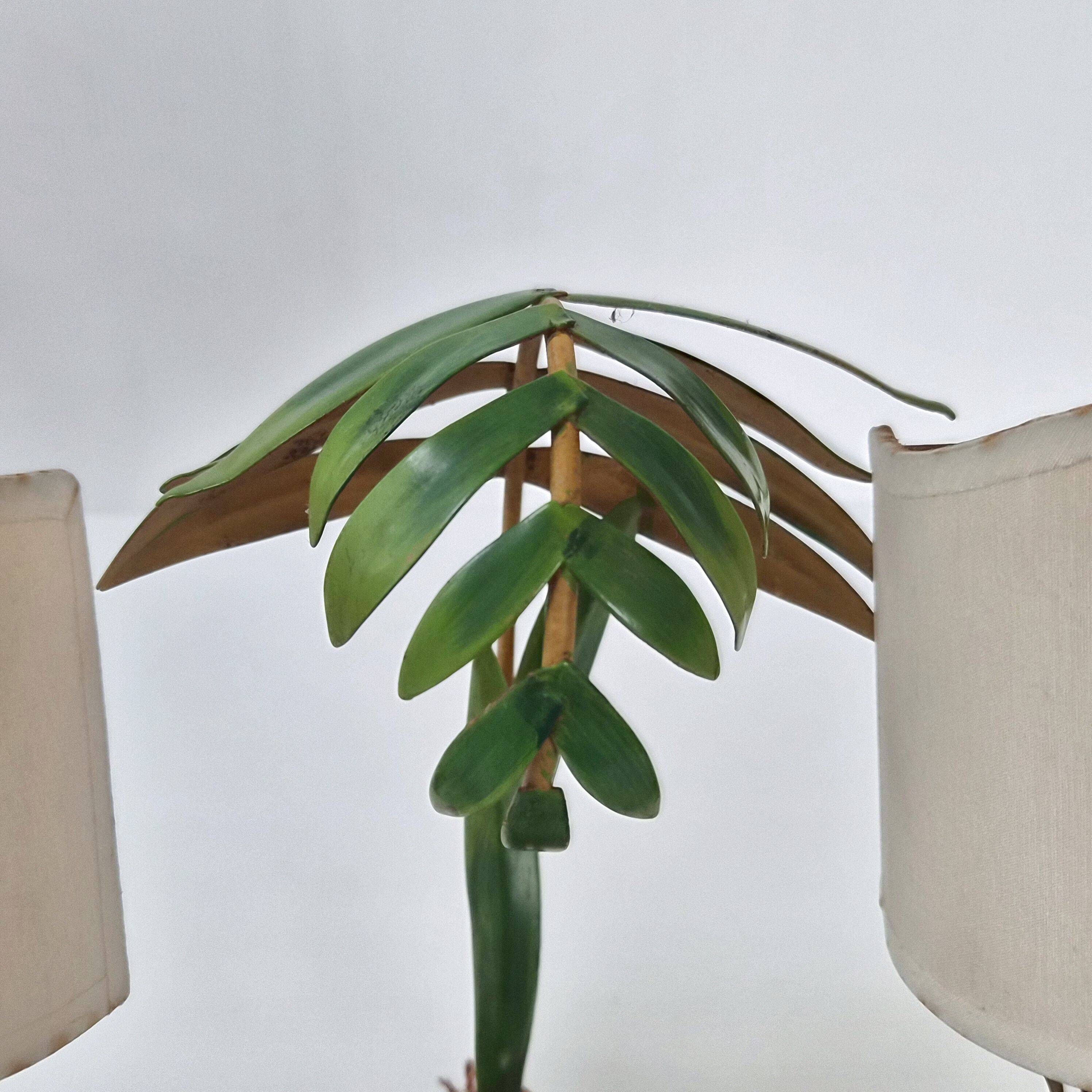 Pair of bamboo imitation wall lights, vintage 1970s.