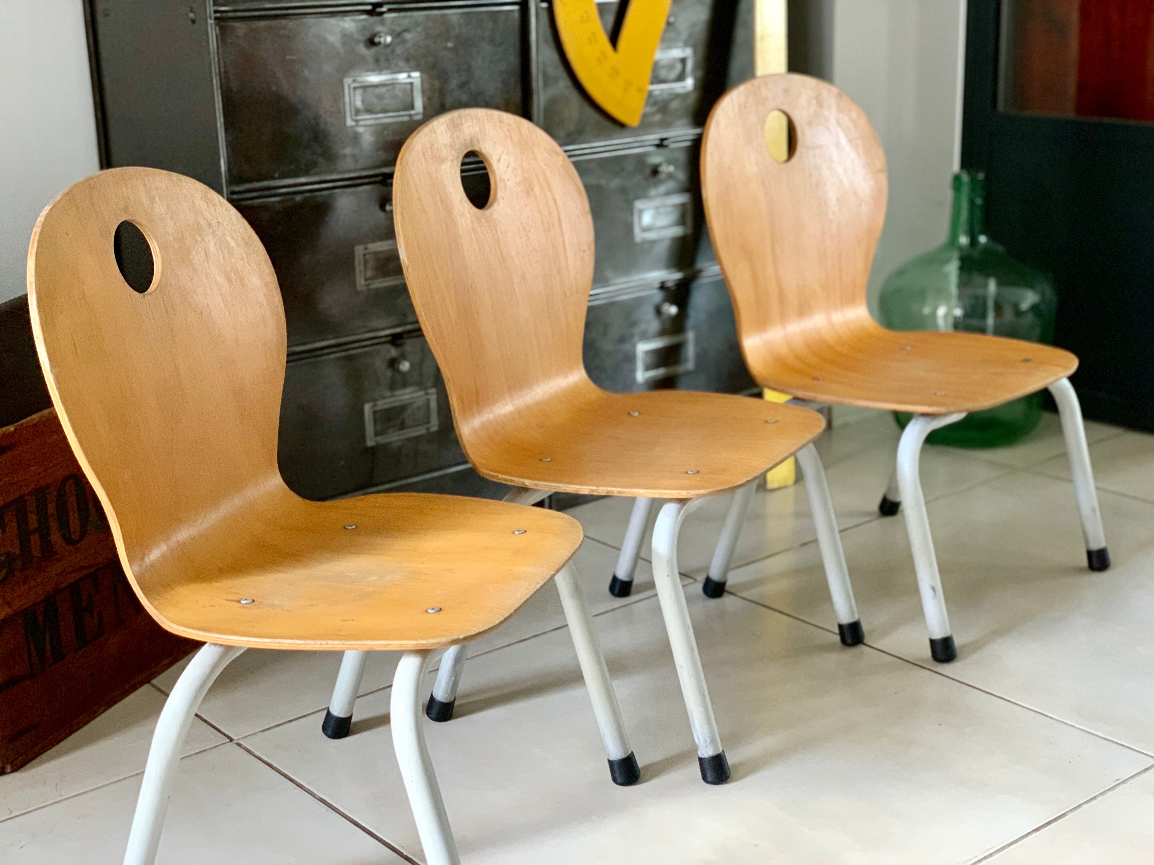 Chaise enfant bois et metal