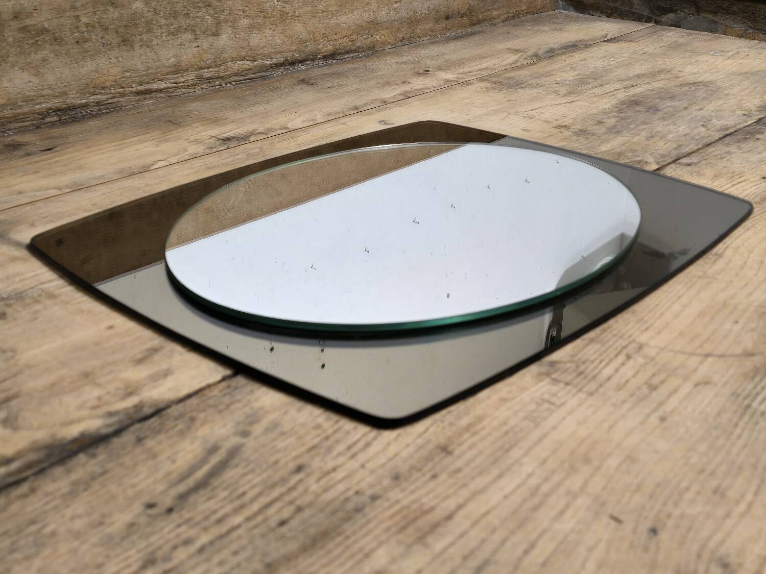 White glass and smoked glass mirror Italy