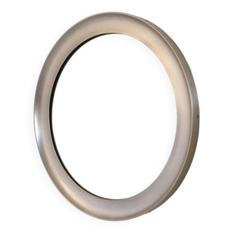 Miroir rond vintage par Sergio Mazza pour Artemide avec cadre en acier, Italie