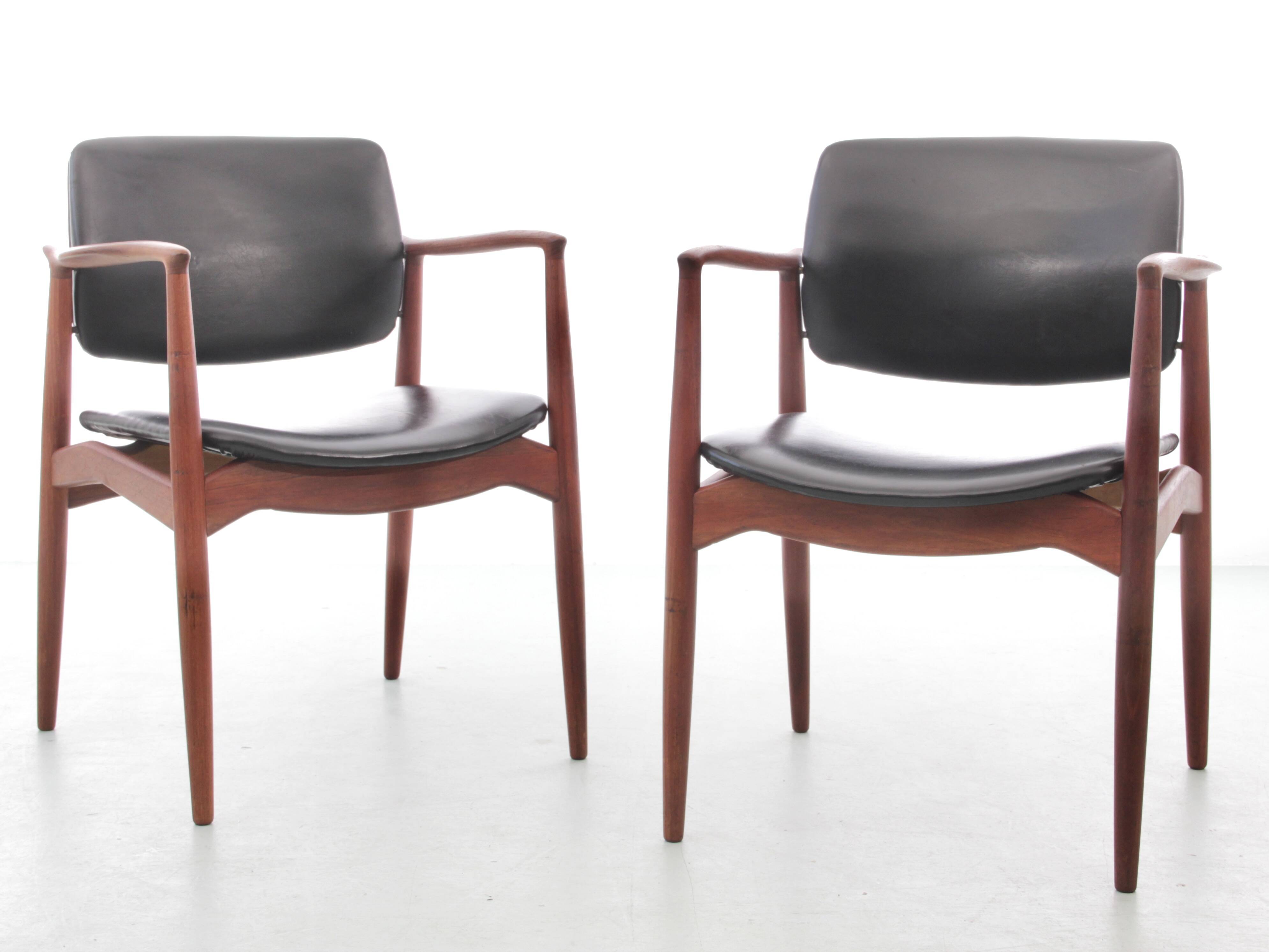 Pair of Scandinavian teak armchairs, model 66